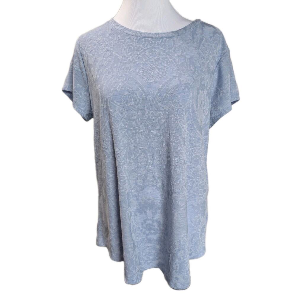 Simply Vera Vera Wang Light Blue Short Sleeve Paisley Tee